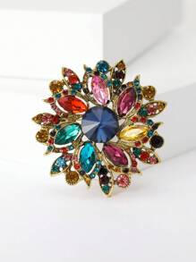 1pc Fashionable Rhinestone Flower Brooch Suitable For Daily Wear By Women Valentines,Mom,Mother,Mother's Day,Gift