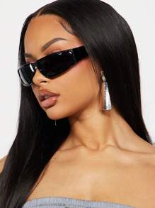 1 pieza Gafas de moda envolventes para mujer con Y2KFest MusicFast para vacaciones de verano en la playa, al aire libre, estilo de viaje, marco envolvente extra grande estilo Y3K para festivales de música, preparación para volver a la escuela