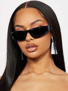 1 pieza Gafas de moda envolventes para mujer con Y2KFest MusicFast para vacaciones de verano en la playa, al aire libre, estilo de viaje, marco envolvente extra grande estilo Y3K para festivales de música, preparación para volver a la escuela