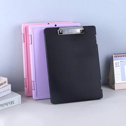 1pc Dormitory Storage File Box In Ins Style Morandi Colours,PP Plastic Cosmetic Stationery Case,Stationery,School Supplies