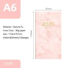 1 件 A6 2025 大理石图案记事本 - 6.88 英寸 X 3.7 英寸 - 带书签、索引，适用于生活、办公室、学校便携式记事本