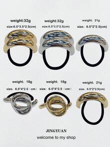 1 件优雅金色金属发带，女士奢华风格马尾辫夹，简约别致发带配饰，小巧光泽双拱形马尾辫，圆顶马尾辫袖口，马尾辫松紧带，女士和女孩发饰 - 髮圈 - 查看 10