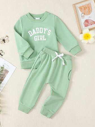 2st Baby Girls' Letter Printed Long Sleeve Outfit Set