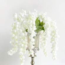 36-Pack Artificial Wisteria Hanging Flowers - Lifelike White Silk Flowers Vine Rattan Garland For Indoor Outdoor Wedding Arch Backdrop, Party Room Wall Decor, Romantic Garden Accent - Perfect For Graduation, Mothers Day, Thanksgiving, Valentines Day Celebrations - 白色 - 查看 8