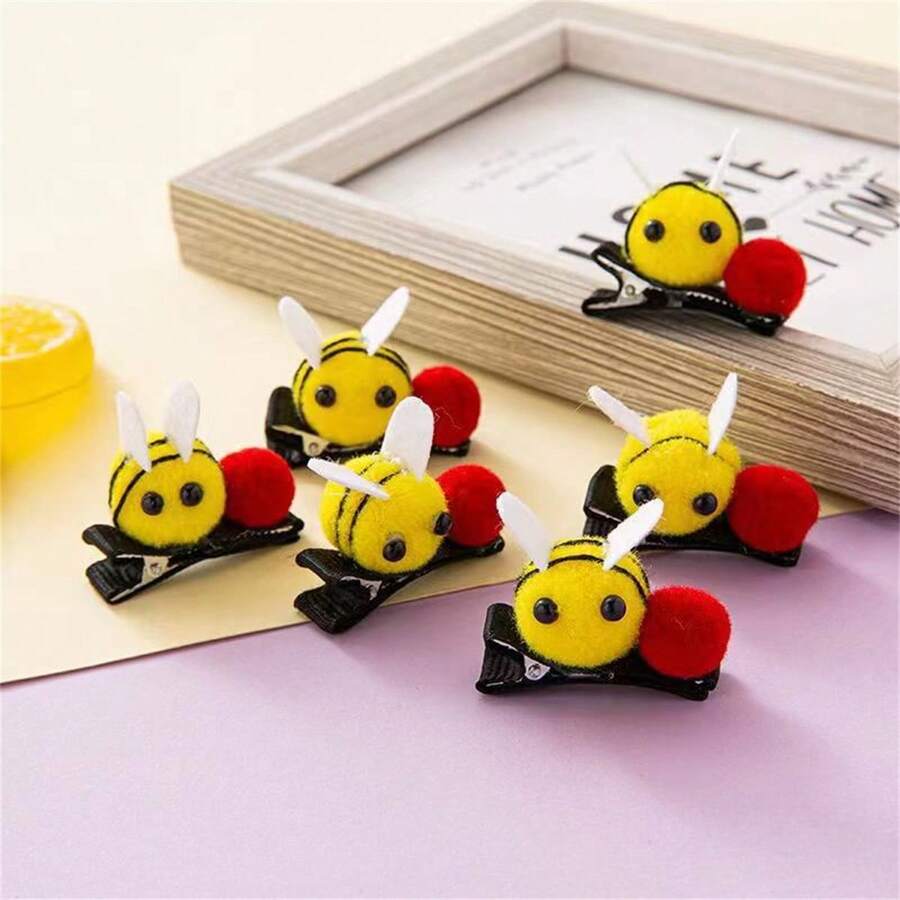 10pcs/Set Cute Bee Hair Clips For Bun Hairstyle, Hair Accessories - Yellow, Red and Black - View 1