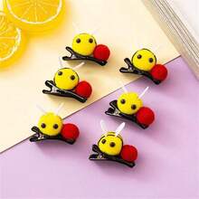 10pcs/Set Cute Bee Hair Clips For Bun Hairstyle, Hair Accessories - Yellow, Red and Black - View 2