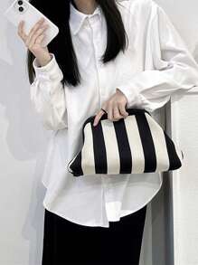 ENBEI BAIZE Elegant Striped Colorblock Clutch Bag - Cosmetic Bag Large, Durable, Multifunctional Women's Beach Bag, Summer Wallet Elegant Women's Bag, Suitable For Daily Use And Holiday Occasions Mother's Day Gift, Wedding Season Souvenir Bag, Fashionable Clutch Bags For Woman