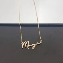 1 Vòng cổ bảng tên tùy chỉnh, Mặt dây chuyền tên cá nhân, Trang sức biệt hiệu, Quà tặng ngày phụ nữ, Sản phẩm cắt mạ vàng bằng thép không gỉ - vàng - Xem 8