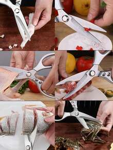1pc Stainless Steel Kitchen Scissors For Cutting Chicken, Fish And Other Bones - Multicolor - View 7