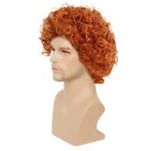70 年代 80 年代迪斯科假发短卷发非洲式男士假发适合 60 年代嬉皮士服装角色扮演万圣节派对 - 橘色 - 查看 7