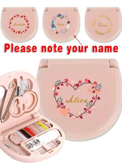 1 Pc Customized Name Travel Sewing Kit With Organizer Case Embroider Set Emergency Repair Tools Box Portable Needlework Accessories With Threads Scissors Hand Sewing Needles Personalized DIY Name Travel Accessories