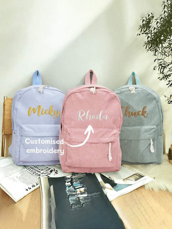 Personalized Embroidery Custom Your Own Text Backpack, Suitable For Girls, Female College Students, Boys, Couples, Graduates, High School And University Students. Perfect Choice For Outdoor Activities, Traveling And Going Back To School. Portable,Multifunction,Versatile,Functional,Practical,All-Purpose Fashionable,Colorful,Cute,Adorable,Contracted,Vacay Vibes/Vacation,Preppy,Leisure Custom,Personalized,Unique,Customized Finds,Winter Fashion,Christmas/Holiday Gift,Personalized Gifts For Women,School Bag/College Backpack Ideal Gifts For Him Her,Children For Birthdays,For Graduation,For Christmas,For Winter,For Fall/Autumn,For School,For Outdoors/Outings/Travel/Hiking/Stadium/Sports/Climbing