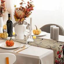 Camino de mesa de Halloween, cráneo retro, gato negro, telaraña, esqueleto de rosa, decoración de mesa de cocina y comedor, mantel de mesa de fantasma de Halloween adecuado para suministros de fiesta en interiores y exteriores, mejores regalos