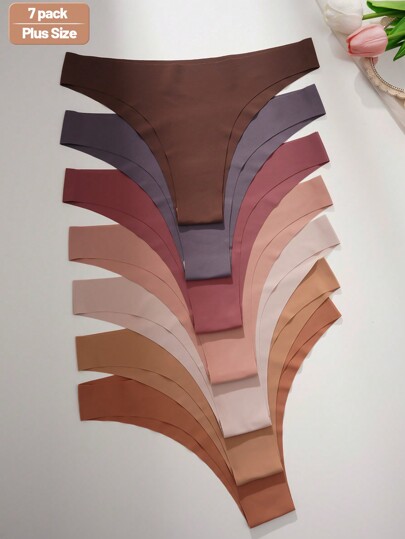 7pcs/Set Plus Size Women Invisible No-Trace Low Rise Sexy Bikini Sports Briefs, Multicolor
