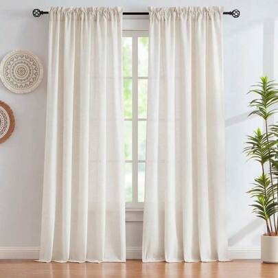 Cortina De Linho Voil Rústico Passante 3,00mts x 2,30mts Sala Quarto