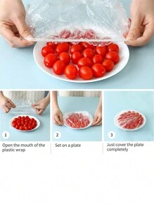 100pcs/200pcs/300pcs Reusable Silicone Stretch Lids, Food Fresh Keeping Covers, Universal Elastic Seal Wrap For Bowls, Cups, Containers - Transparent - View 3