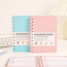 65 Sheets Simple PVC Hardcover Coil Password Book Advanced Address Password Manager With Alphabetical Password Quick Access Username And Password Storage Perfect For Home Office Internet Computer Logins Back To School