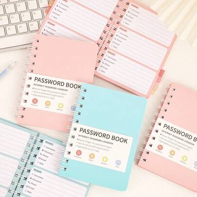 65 Sheets Simple PVC Hardcover Coil Password Book Advanced Address Password Manager With Alphabetical Password Quick Access Username And Password Storage Perfect For Home Office Internet Computer Logins Back To School