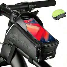 ROCKBROS Fahrrad/Fahrrad Telefon Front Frame Tasche, wasserdicht, Tube Tasche, Radfahren Tasche, Radfahren Geschenke für Männer Kompatible Telefon unter 6.5" - Schwarz - Übersicht 2