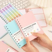 65 Sheets Simple PVC Hardcover Coil Password Book Advanced Address Password Manager With Alphabetical Password Quick Access Username And Password Storage Perfect For Home Office Internet Computer Logins Back To School