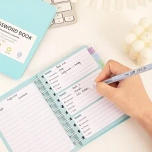 65 Sheets Simple PVC Hardcover Coil Password Book Advanced Address Password Manager With Alphabetical Password Quick Access Username And Password Storage Perfect For Home Office Internet Computer Logins Back To School