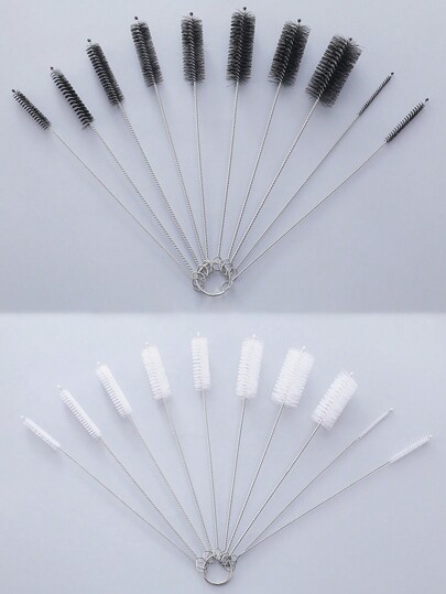 Set de 10 cepillos de limpieza, 10 tamaños, adecuado para la limpieza de la boquilla de la tetera, botella de bebé, pajilla, tubos de ensayo, botella de agua y varios tubos, cocina, artículos de cocina, limpieza, cepillo de limpieza