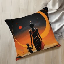 4pcs, African Woman Throw Pillow Cover, Sofa Chair Decoration, 100% Polyester Peach Skin Velvet, Double-Sided Printed Cushion Cover, Throw Pillow Cover, Home Decoration (17.71''x17.71''/45cm*45cm)
