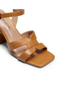 Women Elegant Ankle Strap Chunky Heeled Sandals, Square Open Toe High Heeled Sandals For Spring And Summer