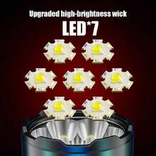 paweinuo Super Bright 7*LED Flashlight Rechargeable Torch Outdoor Camping Light With Flood Side Light Four Beads Digital Power Display - Black - View 4