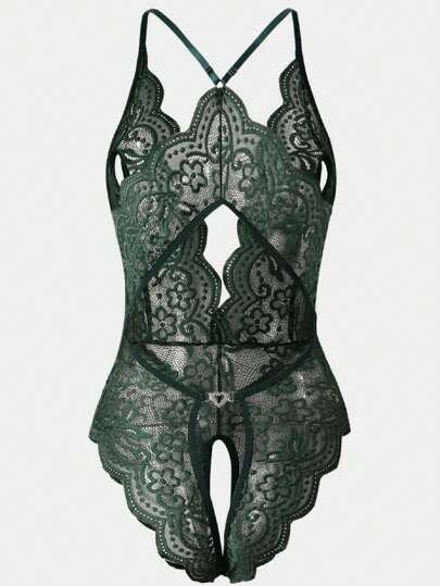 Verleidelijke Kanten Open Crotch Bodysuit Lingerie, Strappy One Piece Bodysuit, Elastic Temptation, Stylish Personalized, Going Out view 9