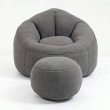 Bedding Bean Bag Sofa Chair High Pressure Foam Bean Bag Chair Adult Material With Padded Foam Padding Compressed Bean Bag With Footrest - 灰色+超細纖維 - 查看 9