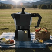 Italian Style Aluminum Moka Pot Regular Black European Coffee Maker Octagonal Coffee Pot Filter Coffee Pot School Supplies Back To School