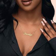 1 Vòng cổ bảng tên tùy chỉnh, Mặt dây chuyền tên cá nhân, Trang sức biệt hiệu, Quà tặng ngày phụ nữ, Sản phẩm cắt mạ vàng bằng thép không gỉ - vàng - Xem 3