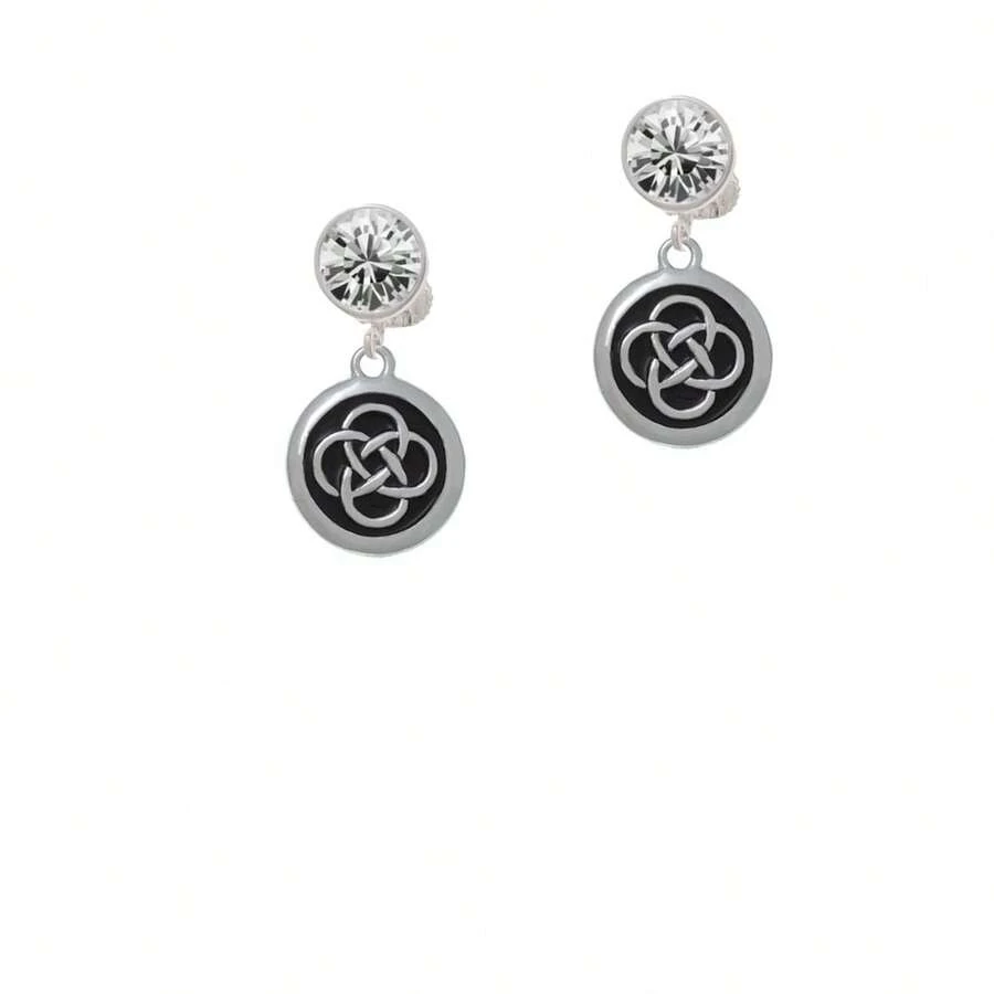 Delight Jewelry Celtic Knot In Black Circle Crystal Clip On Earrings - pha lê trong suốt - Xem 1