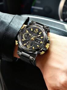 Foxbox Fb0033 Men's Black & Gold Fluorescent Waterproof Digital Watch - màu đen - Xem 2