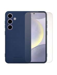 Funda De Silicon Suave Molan Cano Para Galaxy S24 + Mica Hidrogel - Azul - Ver 1