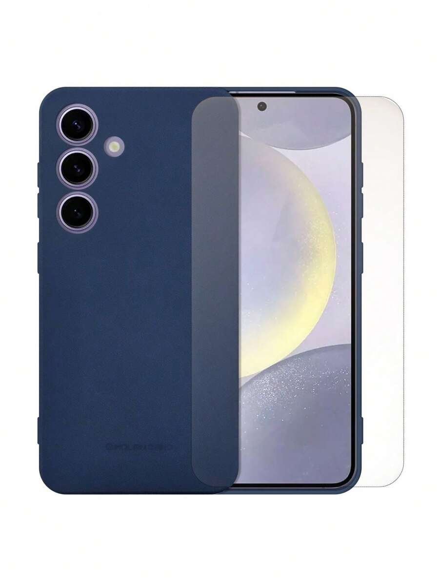 Funda De Silicon Suave Molan Cano Para Galaxy S24 + Mica Hidrogel - Azul - Ver 1