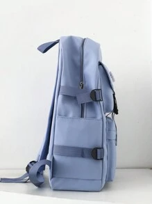Fashionable And Versatile High Capacity Campus Backpack Set (4pcs) - Blue - View 3
