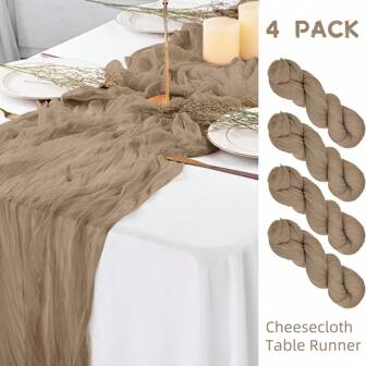 1/2/4/6 Packs 35*71/118/157 Inches Bali Gauze Table Runner, Gauze Table Runner, Translucent Table Runner, Country Style Gauze, Bohemian Style Table Runner Suitable For Wedding Decoration Arch Pendant, Bridal Shower, Festival, Birthday, Christmas, Graduation Season, School Season, Student Party, Home Desktop Centerpiece Decoration (Multiple Colors Available)