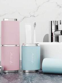 1pc Travel Toiletry Cup With Lid For Mouthwash Or Toothbrush Storage, Large Capacity And Portable
