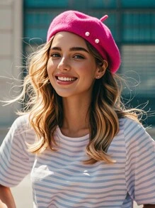 1 Basco classico in lana decorato con perle, adatto come regalo di San Valentino o per uso quotidiano, anche per Ognissanti