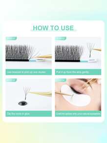 12 filas NAGARAKU 5D Abanico de volumen premontado con forma de W Pro Max, paquete de extensiones de pestañas, pestañas postizas con forma de trébol y flor, abanico autofan de malla, pestañas postizas con forma de trébol y flor premontadas tejidas a mano, volumen de cachemira con efecto suave, enviado en embalaje aleatorio, racimos de pestañas, pestañas individuales, pestañas postizas - D - Ver 6