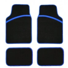 Conjunto de 4 tapetes de carro com bordas brilhantes, personalizados para mulheres, na cor preta, fáceis de limpar, com fundo de PVC antiderrapante, adequados para a maioria dos modelos. Frente 25,39 pol x 17,32 pol, traseira 13,77 pol x 16,92 pol. - Tamanho Único - Ver 16