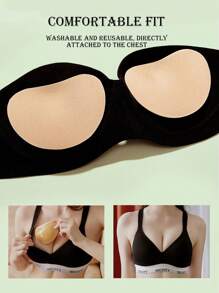 1 Pair Bra Pads Inserts Sticky Bra Push Up, Silicone Adhesive Breast Lift Waterproof Padding For Women Sports Swimsuits Bikini Dress Bathing Suit