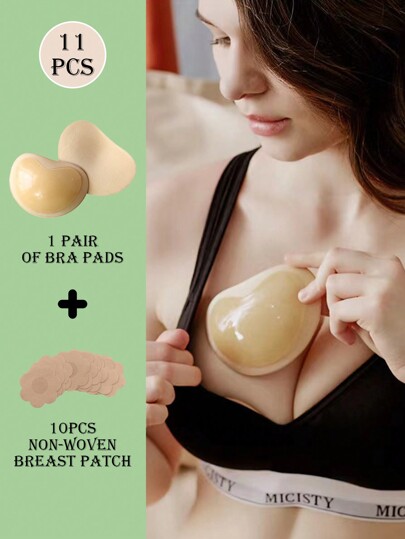 1 Pair Bra Pads Inserts Sticky Bra Push Up, Silicone Adhesive Breast Lift Waterproof Padding For Women Sports Swimsuits Bikini Dress Bathing Suit