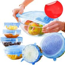 6Pcs Silicone Stretch Lids, Food Bowl Covers, Reusable Food Saving Covers, Stretchable Multifunctional Fruit And Vegetable Fresh-Keeping Cover, Sealed Preservation Cover, Fruit Keeper, Storage Container, Reusable, Kitchen Accessories - View 2