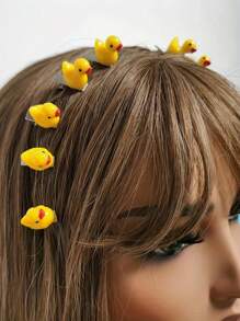 10 Pcs Cute Cartoon Duck Hair Clips - Plastic, One-Size-Fits-All, Hair Accessory - Multicolor - View 8