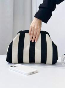 ENBEI BAIZE Elegant Striped Colorblock Clutch Bag - Cosmetic Bag Large, Durable, Multifunctional Women's Beach Bag, Summer Wallet Elegant Women's Bag, Suitable For Daily Use And Holiday Occasions Mother's Day Gift, Wedding Season Souvenir Bag, Fashionable Clutch Bags For Woman