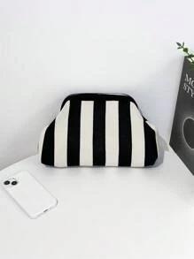 ENBEI BAIZE Elegant Striped Colorblock Clutch Bag - Cosmetic Bag Large, Durable, Multifunctional Women's Beach Bag, Summer Wallet Elegant Women's Bag, Suitable For Daily Use And Holiday Occasions Mother's Day Gift, Wedding Season Souvenir Bag, Fashionable Clutch Bags For Woman