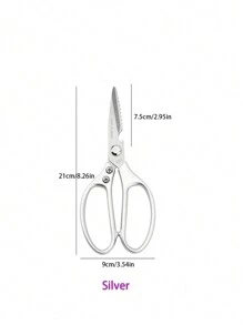1pc Stainless Steel Kitchen Scissors For Cutting Chicken, Fish And Other Bones - Multicolor - View 12